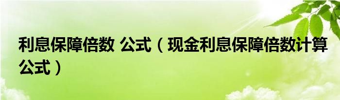 现金利息保障倍数计算公式(利息保障倍数 公式)