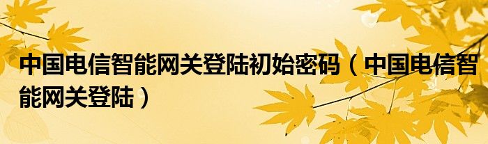 中国电信智能网关登陆(中国电信智能网关登陆初始密码)