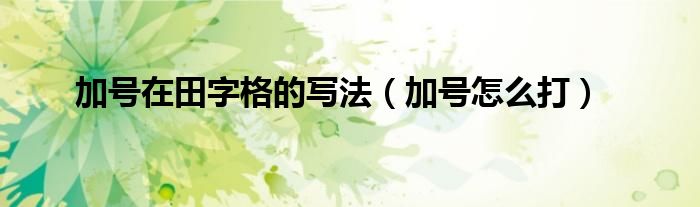 加号怎么打(加号在田字格的写法)