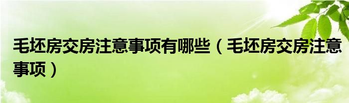 毛坯房交房注意事项(毛坯房交房注意事项有哪些)