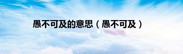愚不可及(愚不可及的意思)