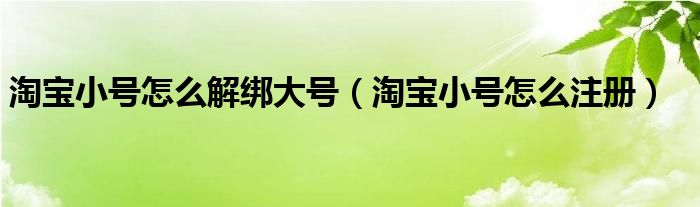 淘宝小号怎么注册(淘宝小号怎么解绑大号)