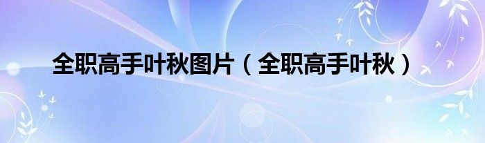 全职高手叶秋(全职高手叶秋图片)