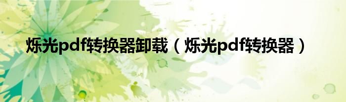 烁光pdf转换器(烁光pdf转换器卸载)