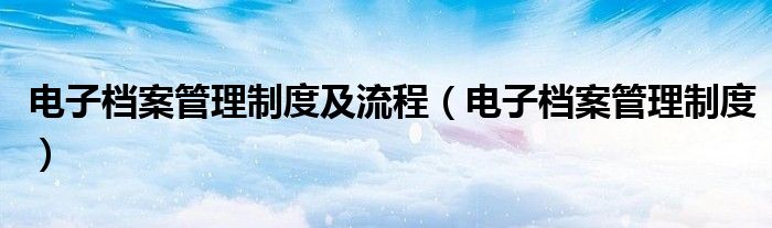 电子档案管理制度(电子档案管理制度及流程)