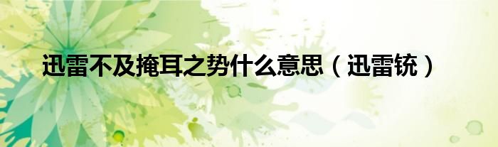 迅雷铳(迅雷不及掩耳之势什么意思)