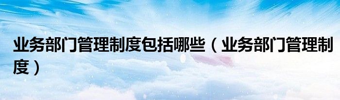 业务部门管理制度(业务部门管理制度包括哪些)