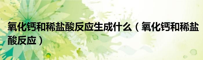 氧化钙和稀盐酸反应(氧化钙和稀盐酸反应生成什么)
