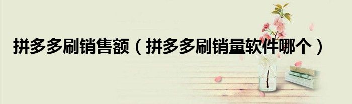拼多多刷销量软件哪个(拼多多刷销售额)