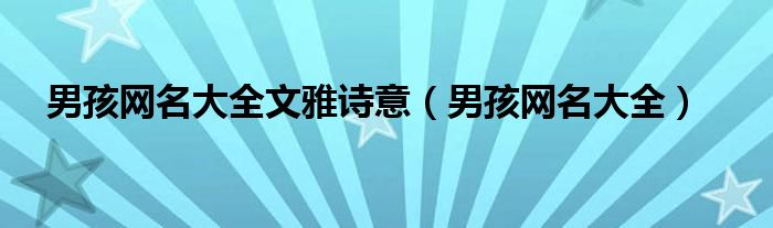 男孩网名大全(男孩网名大全文雅诗意)