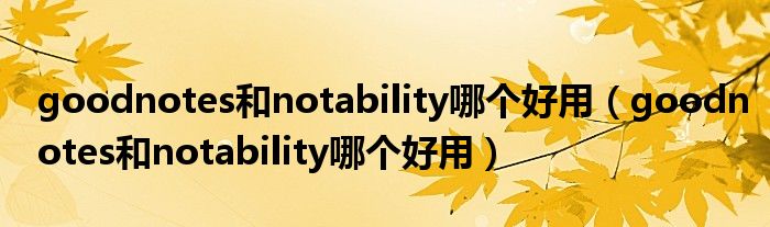 goodnotes和notability哪个好用(goodnotes和notability哪个好用)