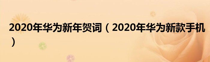 2020年华为新款手机(2020年华为新年贺词)
