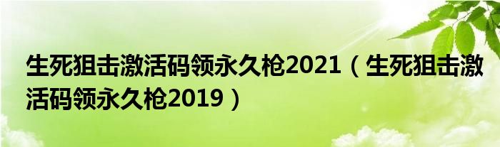 生死狙击激活码领永久枪2019(生死狙击激活码领永久枪2021)