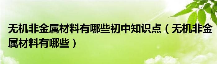 无机非金属材料有哪些(无机非金属材料有哪些初中知识点)