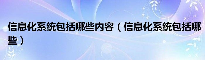 信息化系统包括哪些(信息化系统包括哪些内容)