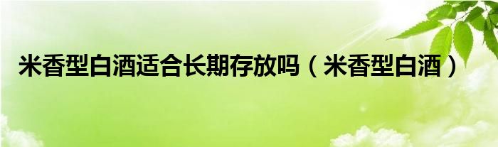 米香型白酒(米香型白酒适合长期存放吗)