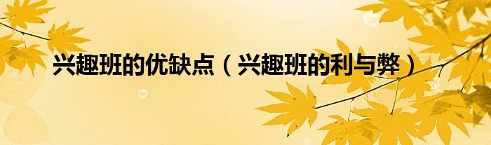 兴趣班的利与弊(兴趣班的优缺点)