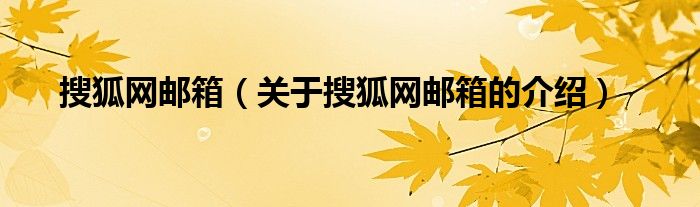 关于搜狐网邮箱的介绍(搜狐网邮箱)