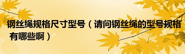 请问钢丝绳的型号规格 有哪些啊(钢丝绳规格尺寸型号)