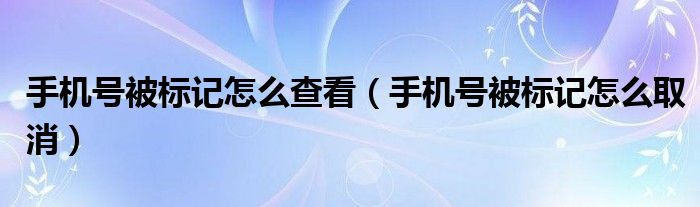 手机号被标记怎么取消(手机号被标记怎么查看)