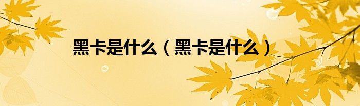 黑卡是什么(黑卡是什么)