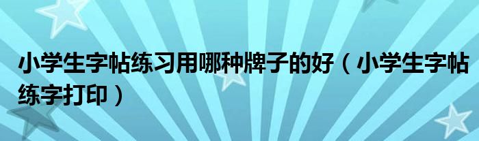 小学生字帖练字打印(小学生字帖练习用哪种牌子的好)