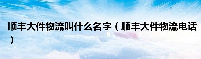 顺丰大件物流电话(顺丰大件物流叫什么名字)