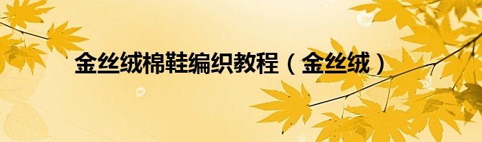 金丝绒(金丝绒棉鞋编织教程)