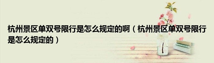 杭州景区单双号限行是怎么规定的(杭州景区单双号限行是怎么规定的啊)