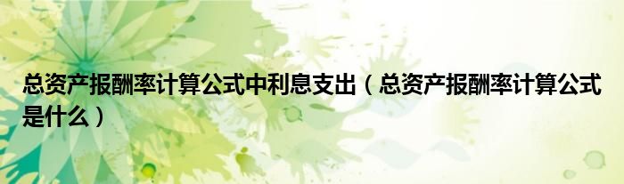 总资产报酬率计算公式是什么(总资产报酬率计算公式中利息支出)