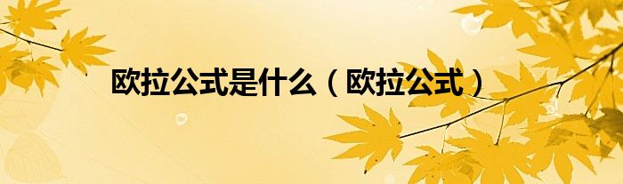 欧拉公式(欧拉公式是什么)