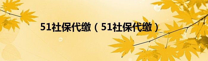 51社保代缴(51社保代缴)