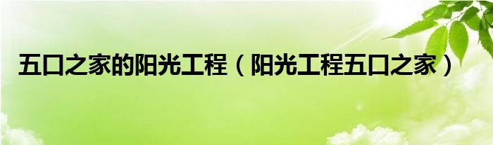 阳光工程五口之家(五口之家的阳光工程)