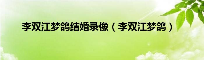 李双江梦鸽(李双江梦鸽结婚录像)