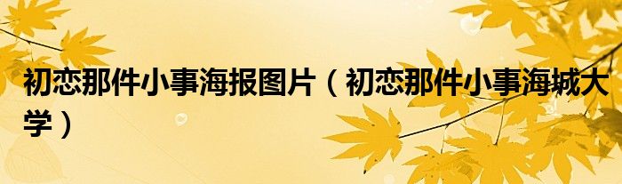初恋那件小事海城大学(初恋那件小事海报图片)