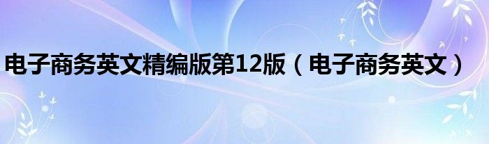 电子商务英文(电子商务英文精编版第12版)