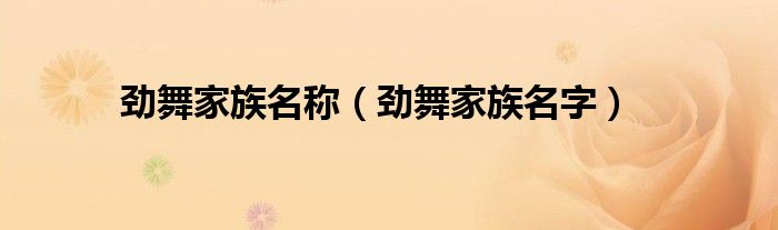 劲舞家族名字(劲舞家族名称)