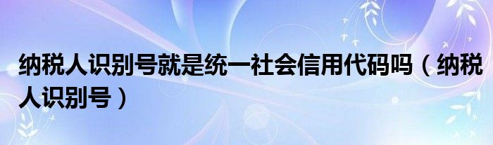 纳税人识别号(纳税人识别号就是统一社会信用代码吗)