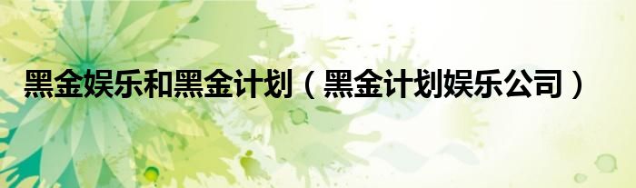 黑金计划娱乐公司(黑金娱乐和黑金计划)