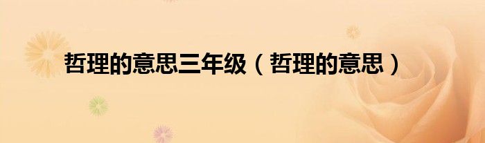 哲理的意思(哲理的意思三年级)