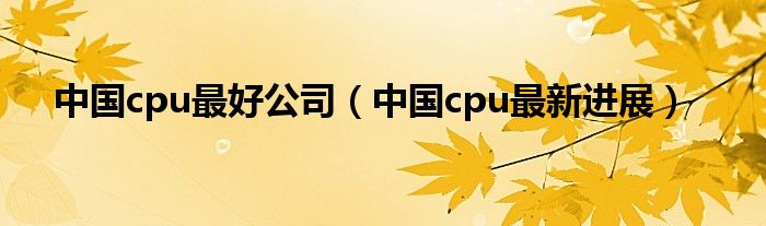 中国cpu最新进展(中国cpu最好公司)