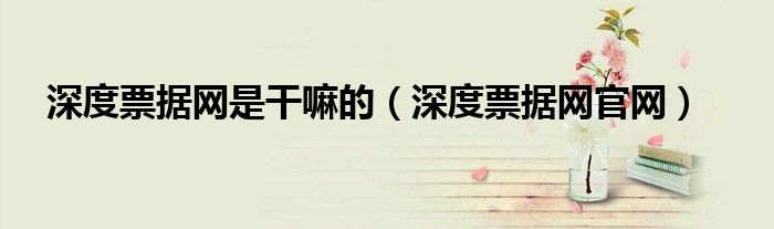 深度票据网官网(深度票据网是干嘛的)