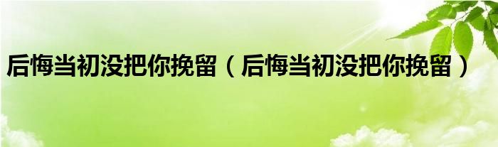 后悔当初没把你挽留(后悔当初没把你挽留)