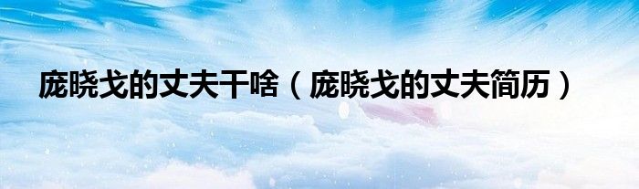 庞晓戈的丈夫简历(庞晓戈的丈夫干啥)