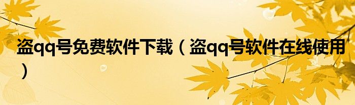 盗qq号软件在线使用(盗qq号免费软件下载)
