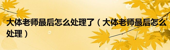 大体老师最后怎么处理(大体老师最后怎么处理了)