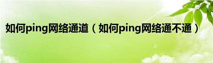 如何ping网络通不通(如何ping网络通道)