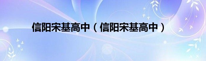 信阳宋基高中(信阳宋基高中)