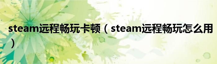 steam远程畅玩怎么用(steam远程畅玩卡顿)