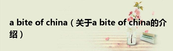 关于a bite of china的介绍(a bite of china)